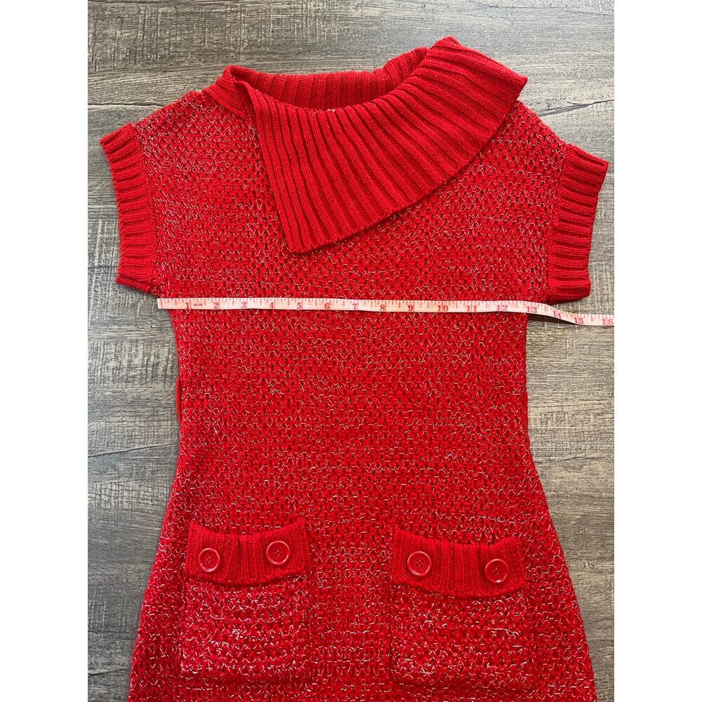Cherry Stix Girls Cozy Y2K Youth Knit Sweater Dress Pockets Red, Size Large - Picture 4 of 8